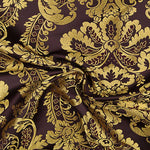 Brocart jacquard damas doré et violet - Ribes y Casals
