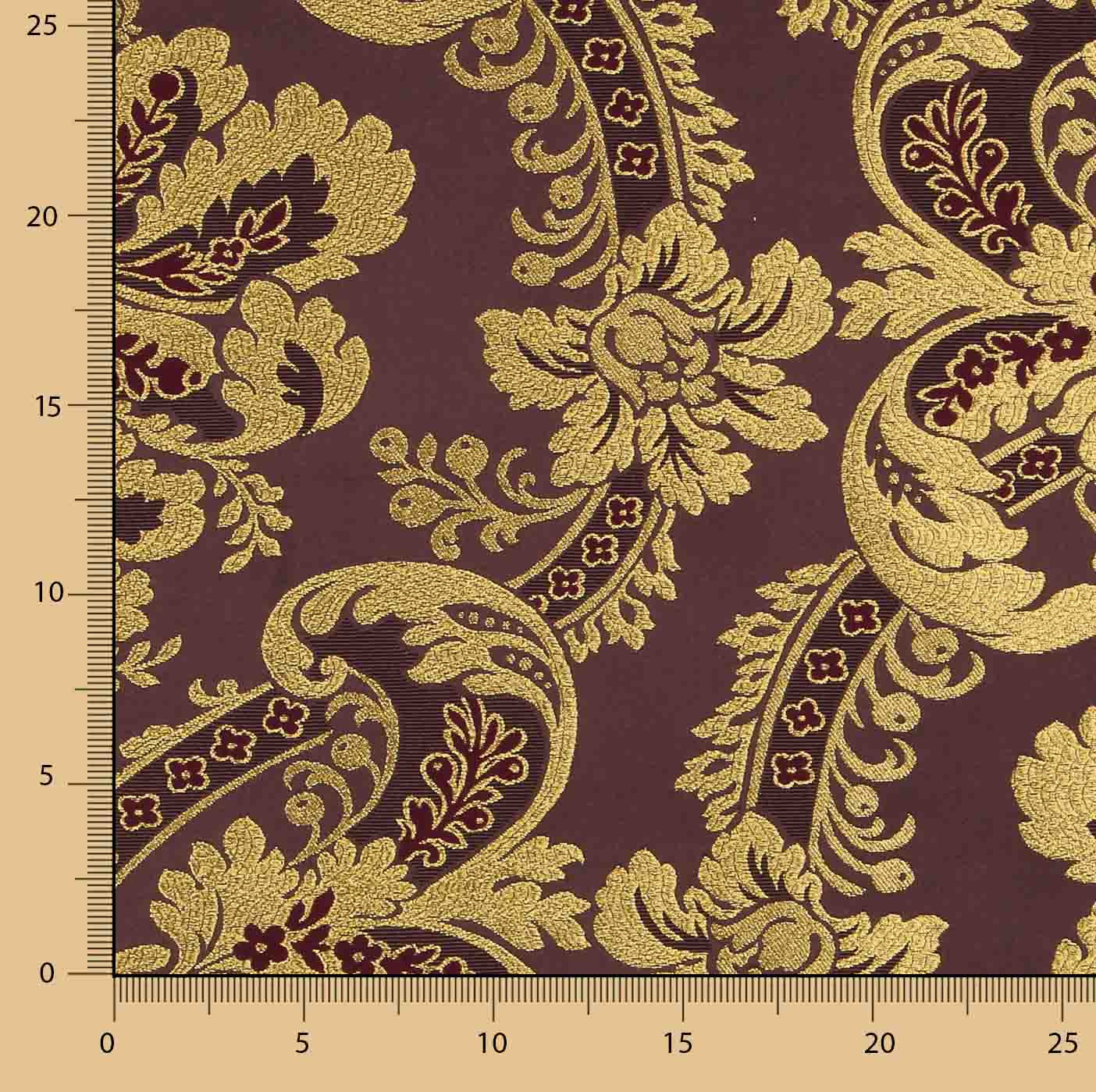 Brocart jacquard damas doré et violet - Ribes y Casals