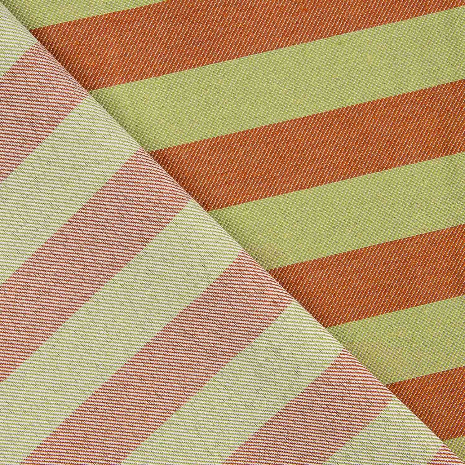 Toile à rayures bicolore tuile et vert - Ribes y Casals