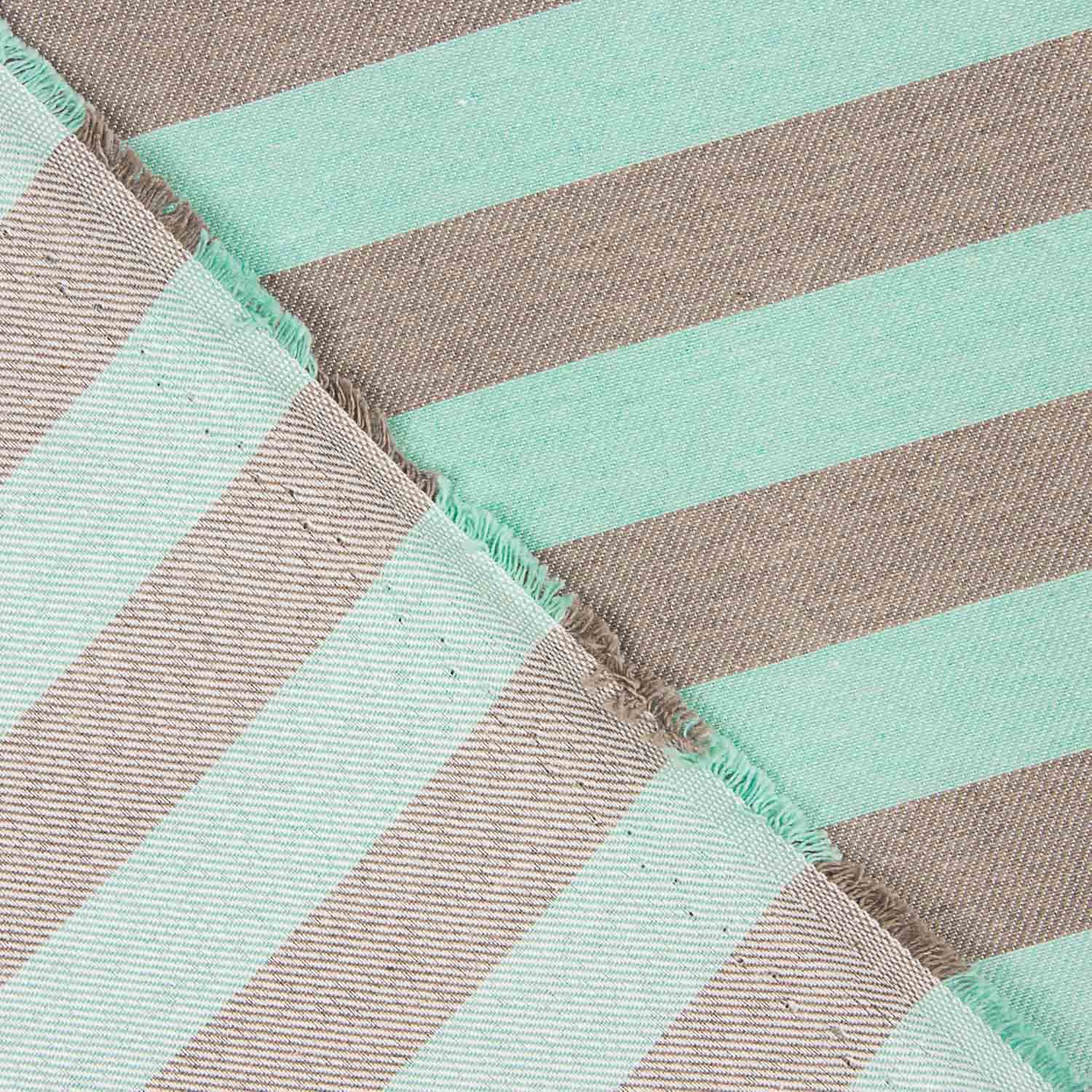 Toile à rayures bicolore vert doux et marron - Ribes y Casals