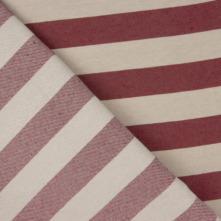 Toile de coton rayée bicolore rouge et écru - Ribes y Casals