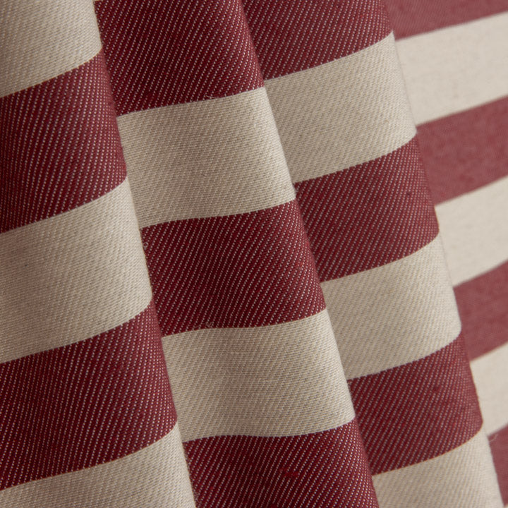 Toile de coton rayée bicolore rouge et écru - Ribes y Casals