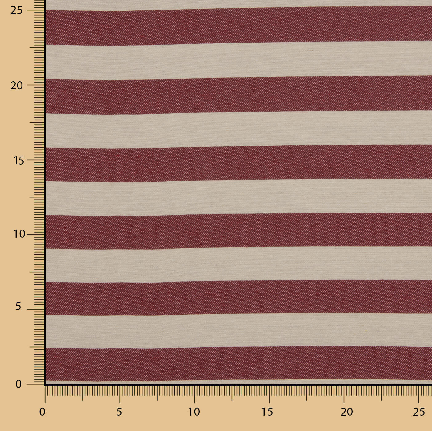 Toile de coton rayée bicolore rouge et écru - Ribes y Casals