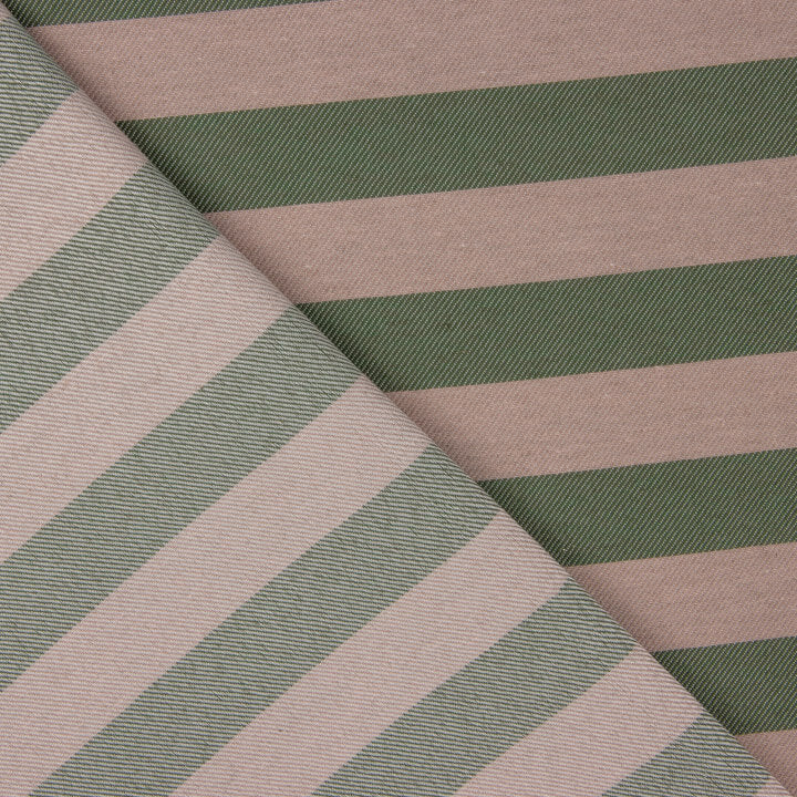 Toile de coton rayée bicolore verte et beige - Ribes y Casals