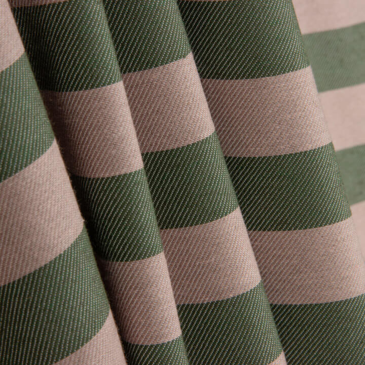 Toile de coton rayée bicolore verte et beige - Ribes y Casals