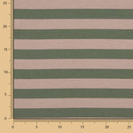 Toile de coton rayée bicolore verte et beige - Ribes y Casals