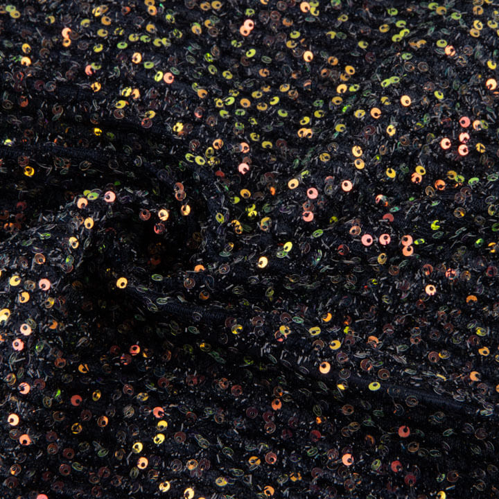 Tulle fantaisie noir brillant avec mini-sequins - Ribes y Casals