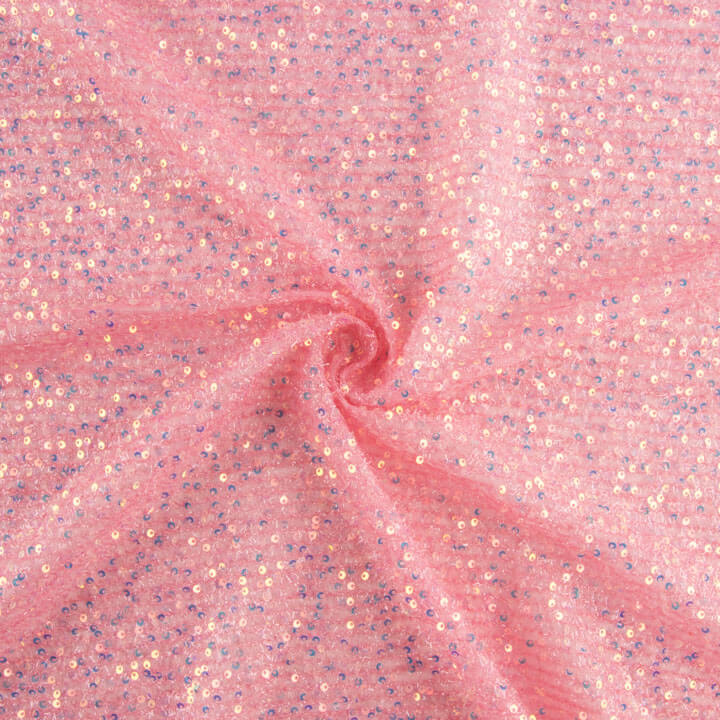 Tulle fantaisie rose brillant avec mini-sequins - Ribes y Casals