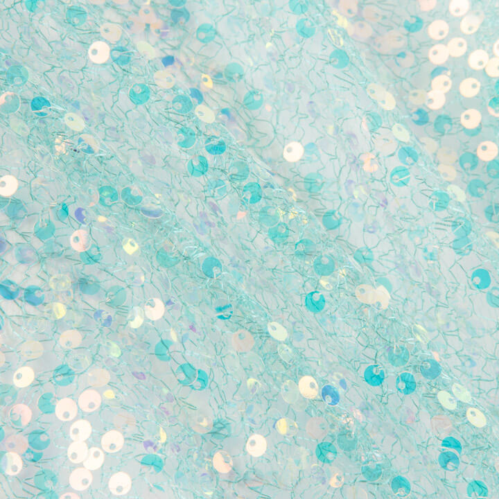 Tulle fantaisie vert eau scintillant avec mini-tissus à sequins - Ribes y Casals