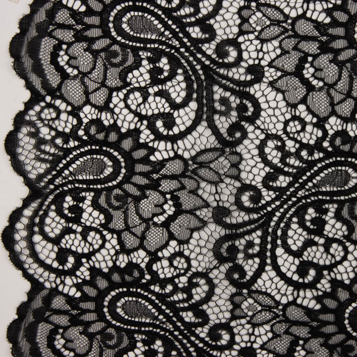 Dentelle brodée Bridal Garden Paisley noire - Ribes y Casals