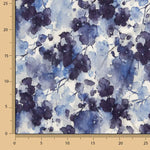 Tissu de viscose élastique à fleurs aquarelles bleues - Ribes y Casals