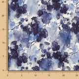 Tissu de viscose élastique à fleurs aquarelles bleues - Ribes y Casals