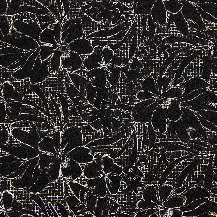 Bouclé brodé de motifs floraux Noctis Noir - Ribes y Casals