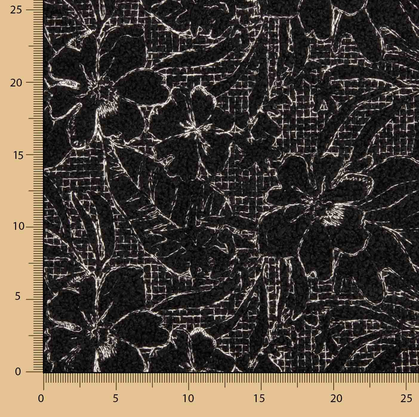 Bouclé brodé de motifs floraux Noctis Noir - Ribes y Casals