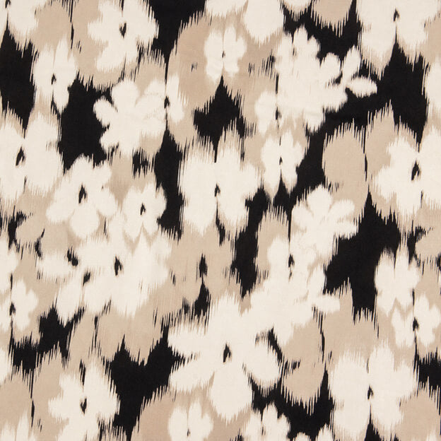 Viscose satin imprimé fleurs, nuance noir - Ribes y Casals
