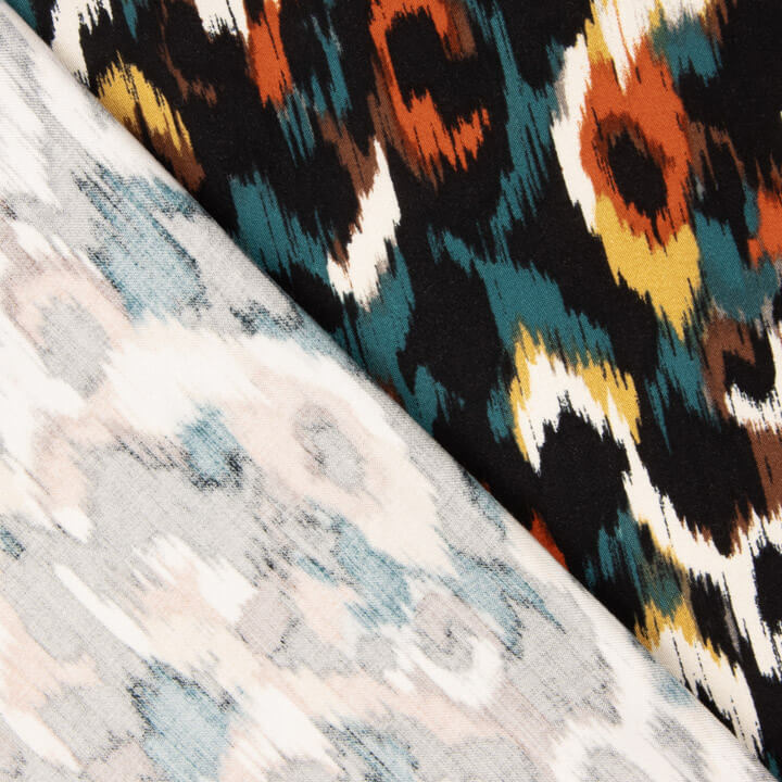 Tissu de viscose satiné imprimé animal print tuile - Ribes y Casals