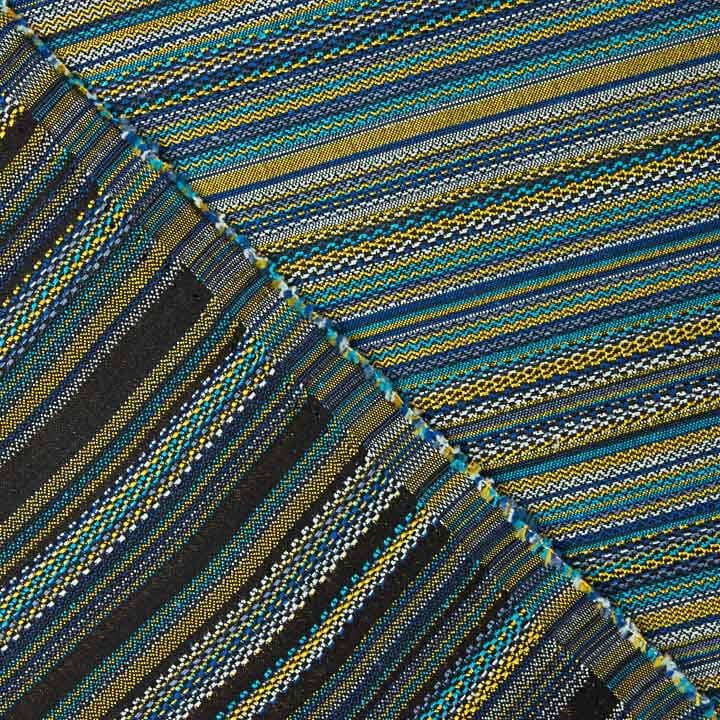 Brocart à rayures « Alpujarreña » bleu, turquoise et moutarde - Ribes y Casals