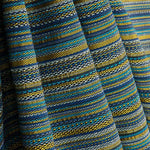 Brocart à rayures « Alpujarreña » bleu, turquoise et moutarde - Ribes y Casals