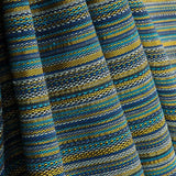 Brocart à rayures « Alpujarreña » bleu, turquoise et moutarde - Ribes y Casals