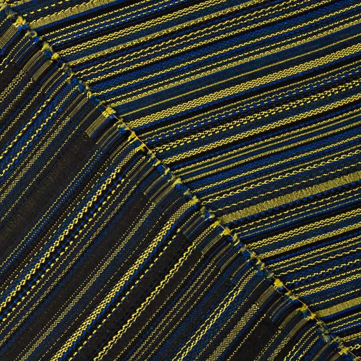 Brocart à rayures « Alpujarreña » bleu, noir et moutarde - Ribes y Casals
