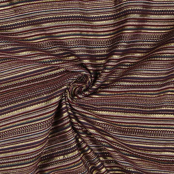 Brocart Lurex à rayures « Alpujarreña » rouge grenat et rose - Ribes y Casals