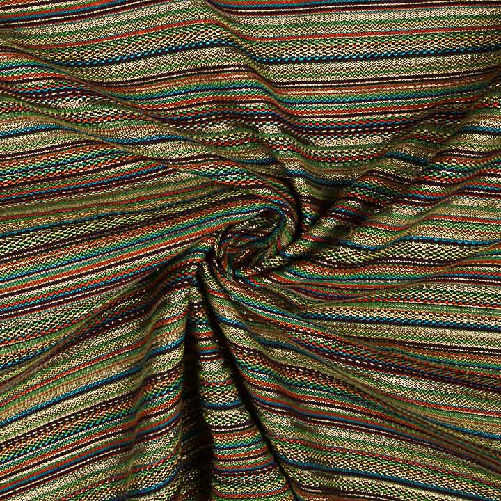 Brocart Lurex à rayures « Alpujarreña » turquoise et ocre - Ribes y Casals