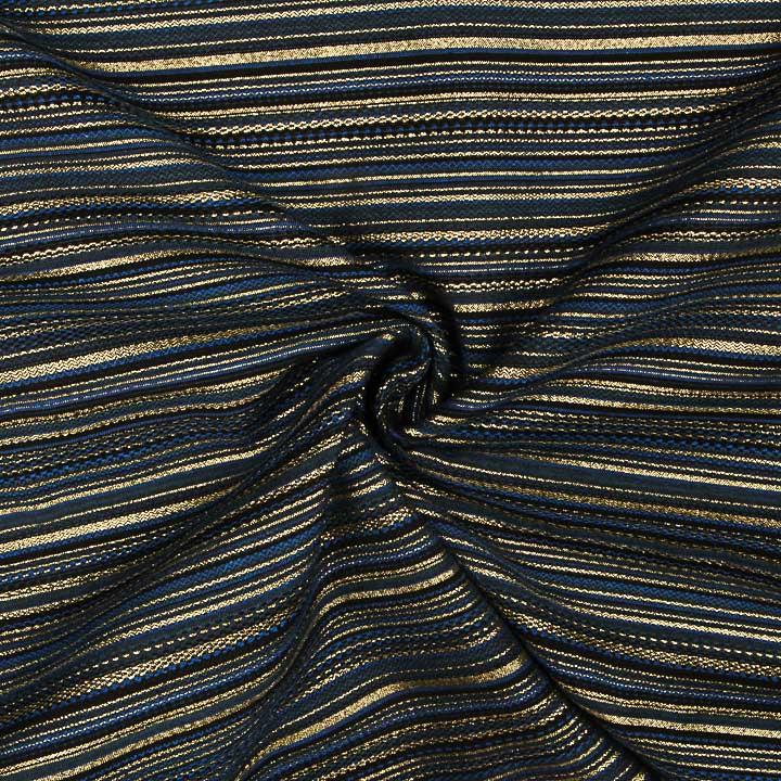 Brocart Lurex à rayures Alpujarreña bleu marin - Ribes y Casals