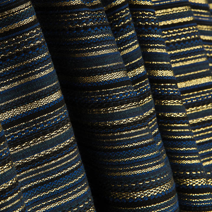 Brocart Lurex à rayures Alpujarreña bleu marin - Ribes y Casals