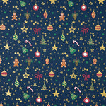 Popeline de Noël, décorations bleu marine - Ribes y Casals