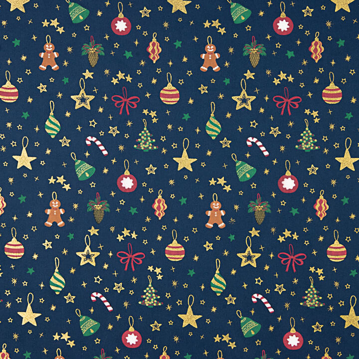 Popeline de Noël, décorations bleu marine - Ribes y Casals