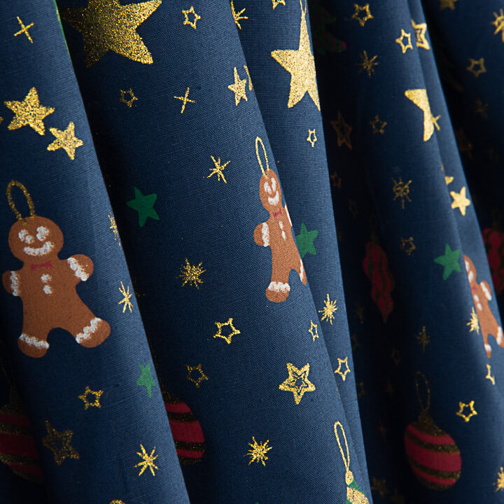 Popeline de Noël, décorations bleu marine - Ribes y Casals