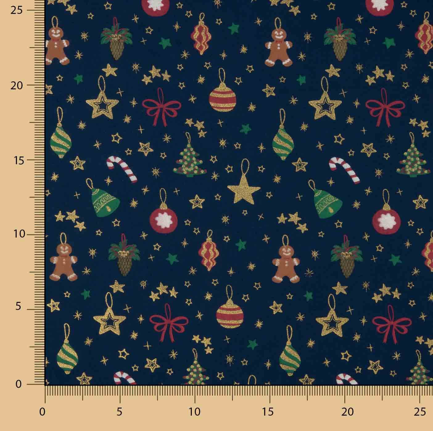 Popeline de Noël, décorations bleu marine - Ribes y Casals