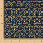 Popeline de Noël « Boules et étoiles » bleu marine - Ribes y Casals