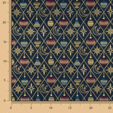 Popeline de Noël « Boules et étoiles » bleu marine - Ribes y Casals