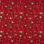 Popeline de Noël Couronnes Rouge - Ribes y Casals