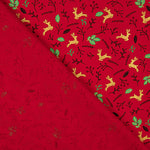 Popeline de Noël : rennes et houx rouge - Ribes y Casals