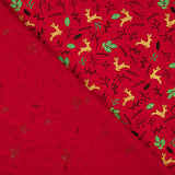 Popeline de Noël : rennes et houx rouge - Ribes y Casals
