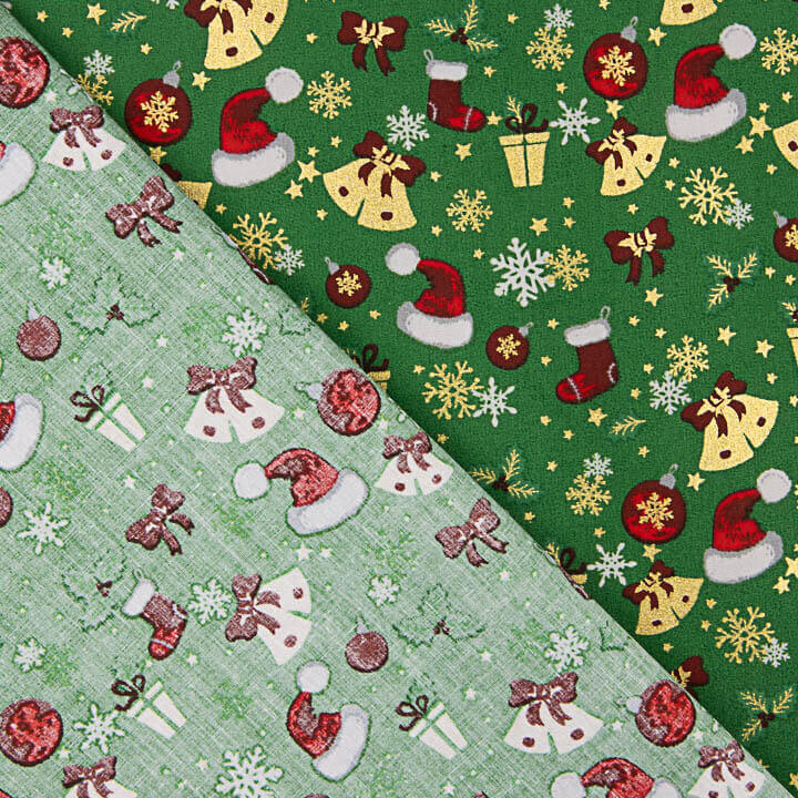 Popeline de Noël, motifs de Noël, vert - Ribes y Casals