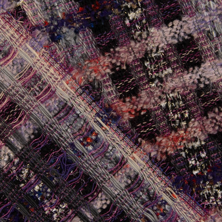 Tweed de laine mosaïque mauve avec Lurex doré - Ribes y Casals
