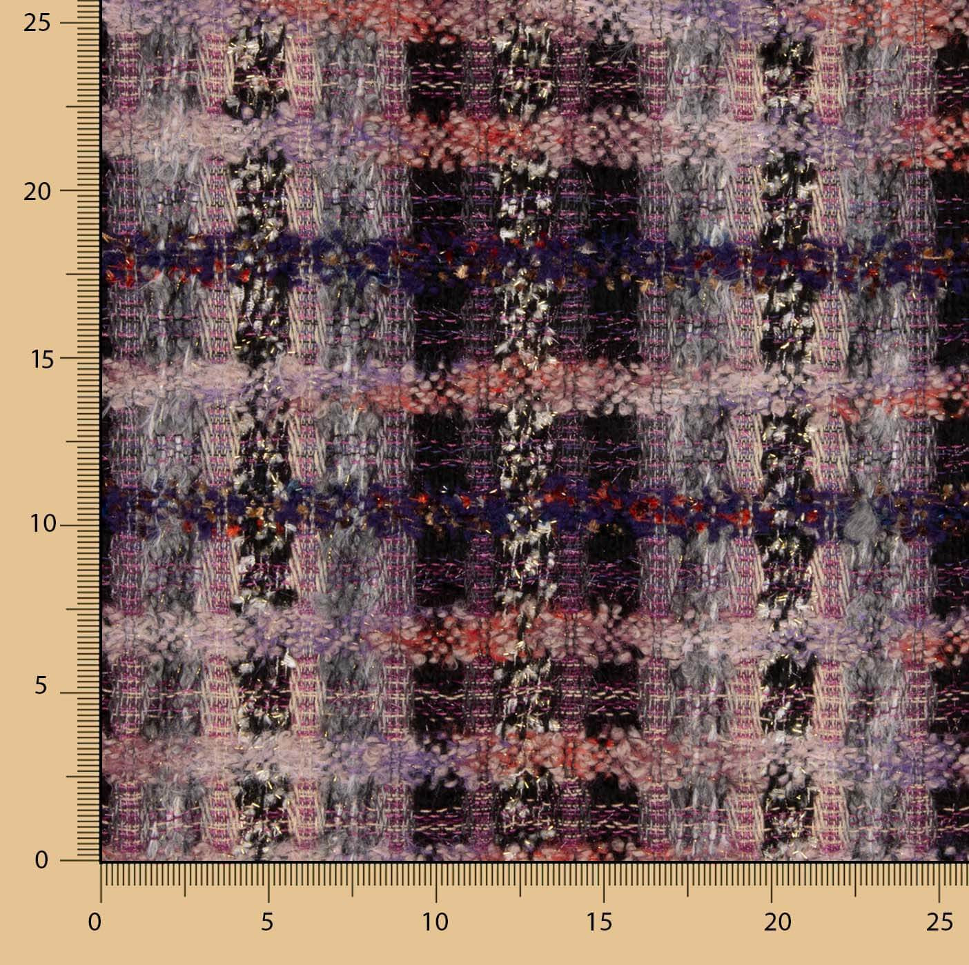 Tweed de laine mosaïque mauve avec Lurex doré - Ribes y Casals