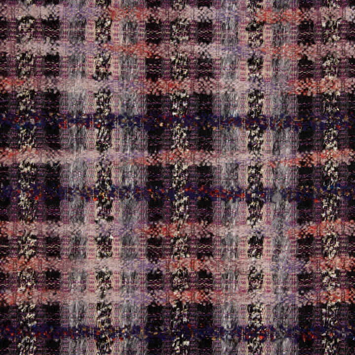 Tweed de laine mosaïque mauve avec Lurex doré - Ribes y Casals