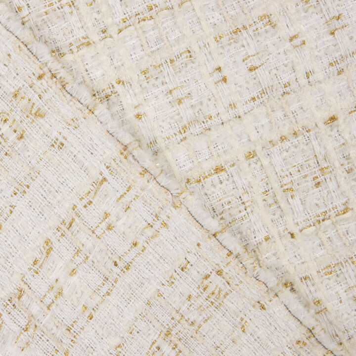 Tweed de laine Lumière Ivory avec Lurex doré - Ribes y Casals