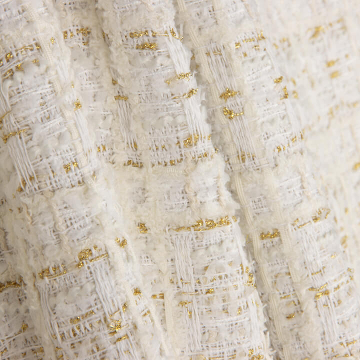 Tweed de laine Lumière Ivory avec Lurex doré - Ribes y Casals