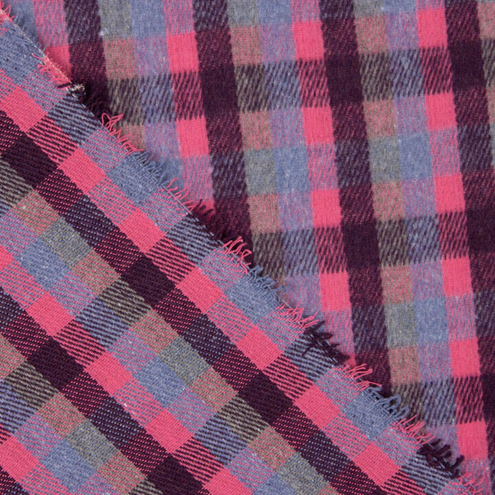 Loden en laine Glenmore à carreaux fuchsia et bleu - Ribes y Casals