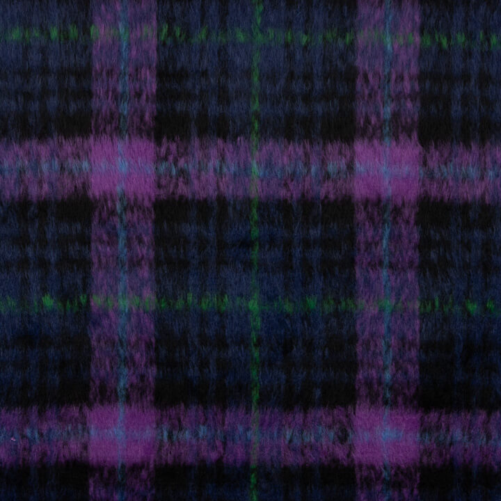 Tweed de laine Braemar double face bleu nuit et violet - Ribes y Casals