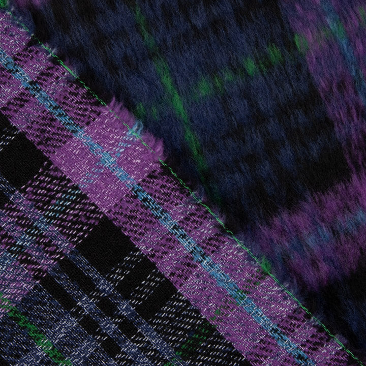Tweed de laine Braemar double face bleu nuit et violet - Ribes y Casals