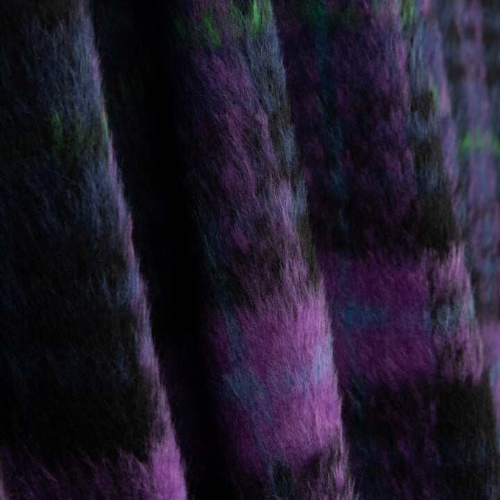 Tweed de laine Braemar double face bleu nuit et violet - Ribes y Casals