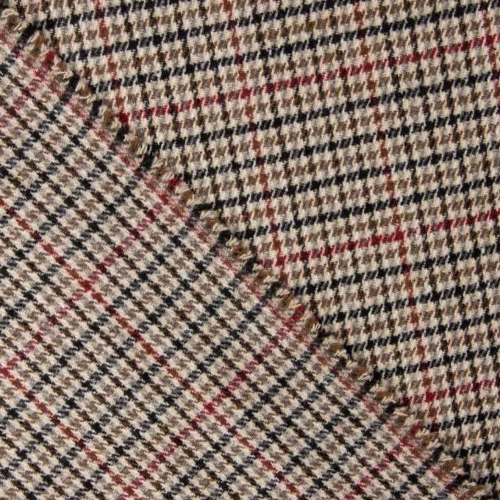 Loden en laine à motif pied-de-poule beige, noir et rouge - Ribes y Casals