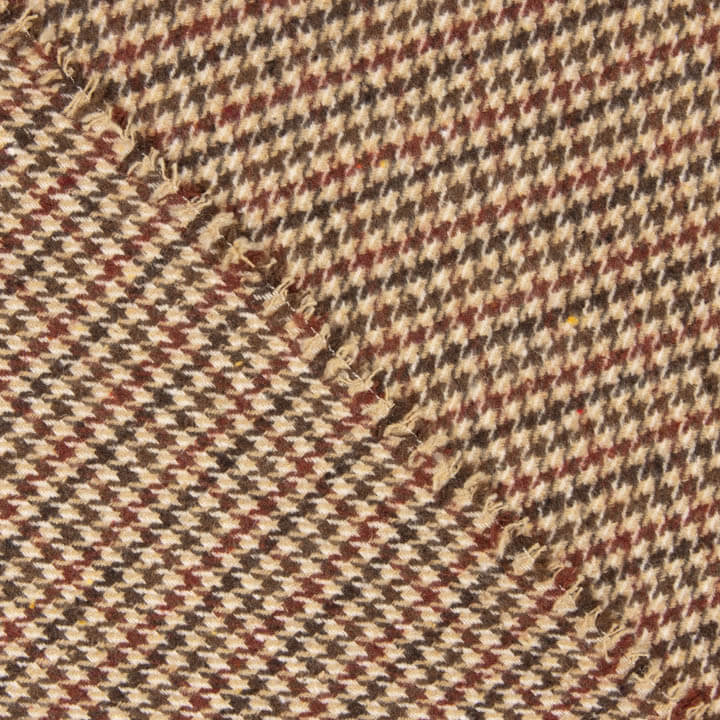 Loden en laine à motif pied-de-poule beige et grenat - Ribes y Casals