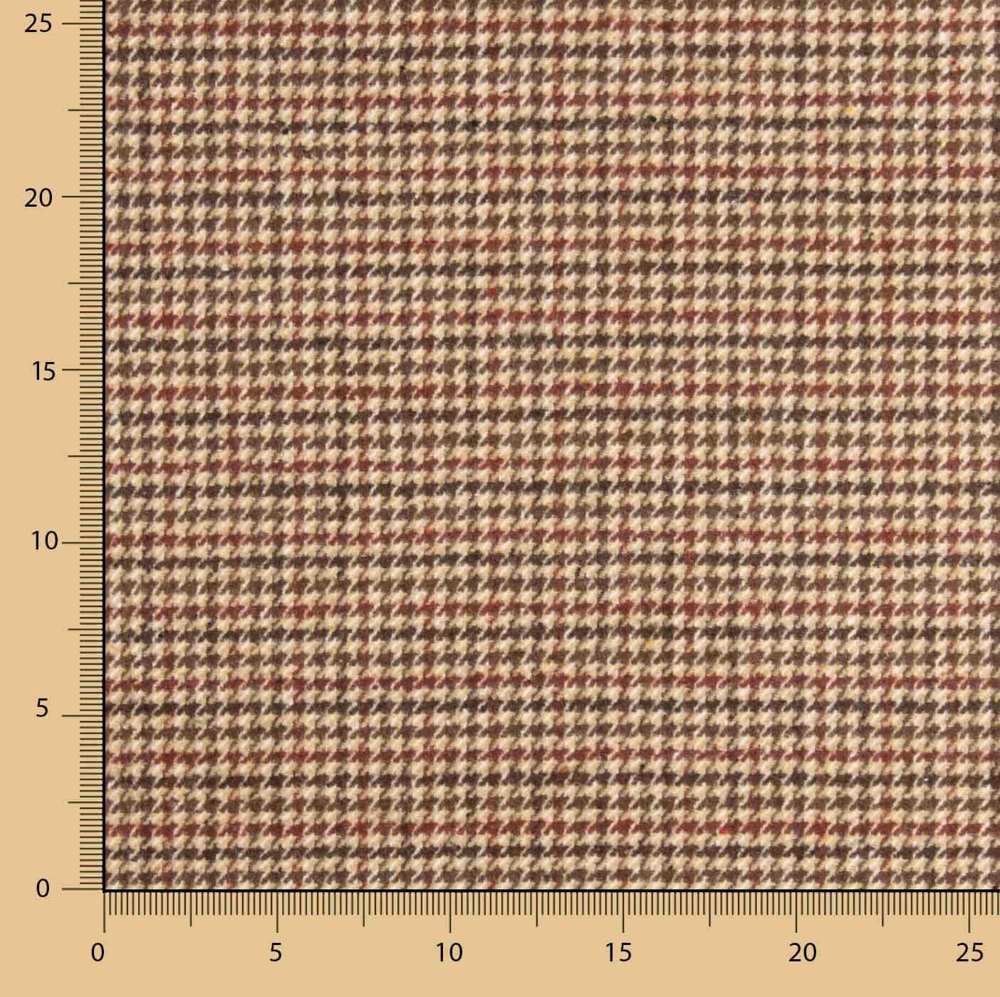 Loden en laine à motif pied-de-poule beige et grenat - Ribes y Casals